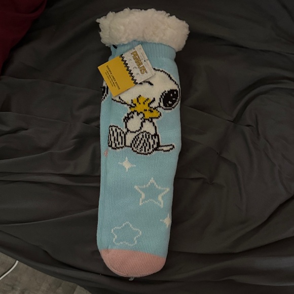 Peanuts Shoes - Peanuts Light Blue Snoopy and Woodstock Slipper Socks